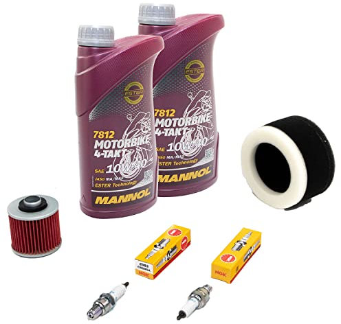 Wartungspaket Öl 2L + Luftfilter + Ölfilter + Zündkerzen für Yamaha XV 125 XV125 Virago 5AJ Baujahr 1997-2002