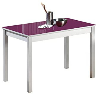 ASTIMESA Mesa de Cocina Fija de 90x50 con Tapa de Cristal Berenjena