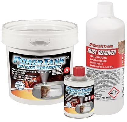 Power Tank - Tankversiegelung Motorrad 2k Weiß Keramik 2,5 kg Set Tankentroster Innen Versiegelung Tanksanierung Rost Tank Entrosten Und Versiegeln Tankinnenlack Tankbeschichtung Rostlöser Auto Moped