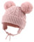 XIAOHAWANG Baby Mädchen Mütze Jungen Babymütze Winter Strickmütze Kindermütze Warme Wintermütze Mit Bommel(6-24 Monate, Haut rosa)