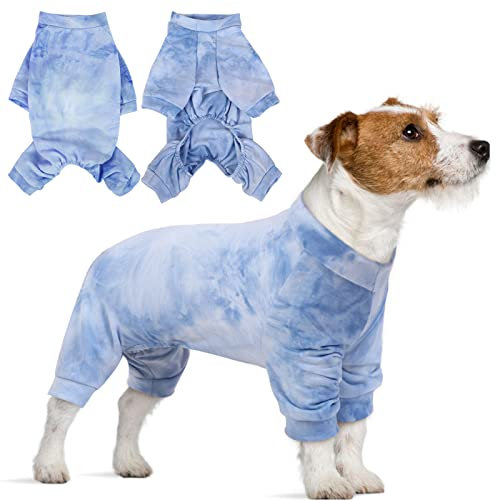 Einteiler für Hunde, Pullover Baumwolle mit Beinen Puppy Overall Jacken Haustier Schlafanzug Hundejacke Winddicht Hundemantel Warm für Kleine Mittlere Hunde(Blau, S)