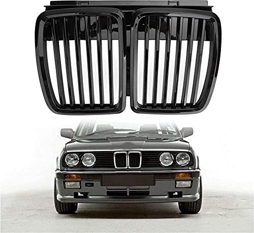 Yucss Front Hood Kidney Grille Grill Schwarz, Für BMW E30 Frontgrill 3Er M3 1982-1994 (Glänzend Schwarz)