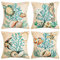 HomeStilez 4 Stück Kissenbezüge Meerespflanzen und Tiere Baumwoll Leinen Kissenhülle 45x45cm Beige Dekorativer Dekokissen Sofakissen Dekokissenhülle mit Unsichtbarem Reißverschluss