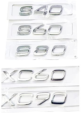 MSEURO 3D-ABS-Emblem-Aufkleber, schwarz, passend for Volvo-Buchstaben auf dem Kofferraum XC60 XC90 S60 V40 V50 V60 C30 S80 S40 XC40 XC70 S90 Zubehör (Color : Silver, Size : XC90)