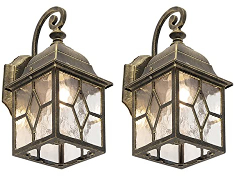 Qazqa rústico Juego de 2 románticos farolillos de pared para exterior bronce - London Aluminio/Vidrio Cuadrada Adecuado para LED Max. 1 x 60 Watt