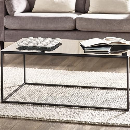 Julian Bowen Table Basse Chicago, Verre fumé/Noir, Taille Unique