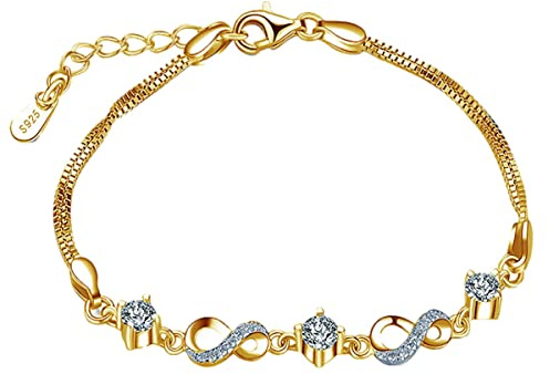 MŚ 1997 MENNICA ŚWIDNICKA Silber 925 Vergoldet 24 K Gold - Damen Armband Unendlich mit Ästhetischem Design - Armband für Frauen und Mädchen - Armband Damen Perfektes Geschenke für Frauen
