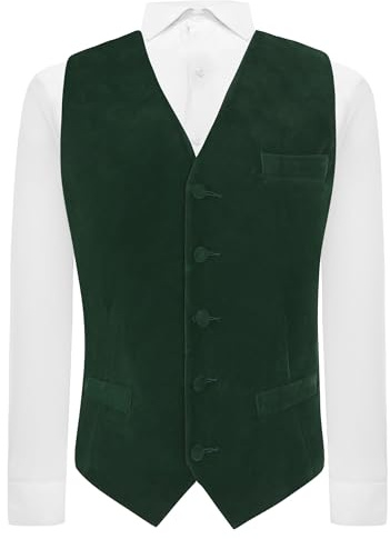 King & Priory Dark Green Velvet Waistcoat