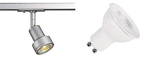 SLV PURI | LED Schienen-Strahler, Dreh- und schwenkbarer 1-Phasen-Strahler, Deckenstrahler, Deckenleuchte, Schienensystem|inkl. effizientem GU10 Leuchtmittel, 3000K, Neutralweiß, inkl. 1Phasen-Adapter