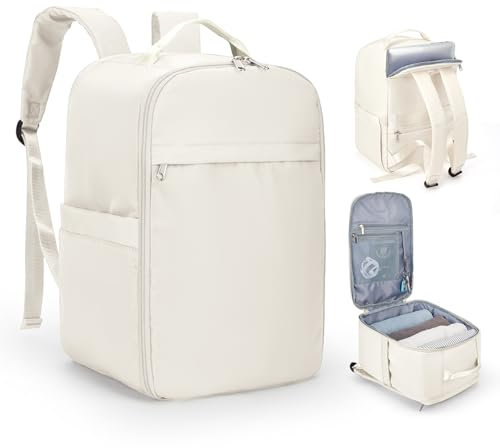 SZLX Ryanair Handgepäck 40x20x25 Rucksack Laptop Wasserdicht Damen Reiserucksack Handgepäck Flugzeug Easyjet Cabin Bag Rucksack für Universität Herren Business Travel Backpack mit Laptopfach Beige