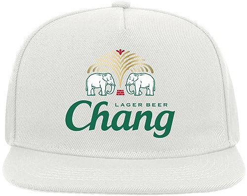 Chang Elephant Logo Snapback Flat Visor Cotton Blend Cap Weiß