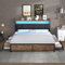 KOMHTOM Lit 2 Personnes avec LED et 4 Tiroirs de Rangement,Tête rembourrée PU,Cadre de Lit Plateforme,Sommier à Lattes,pour Adultes, Adolescents(sans Matelas) (140x200cm)