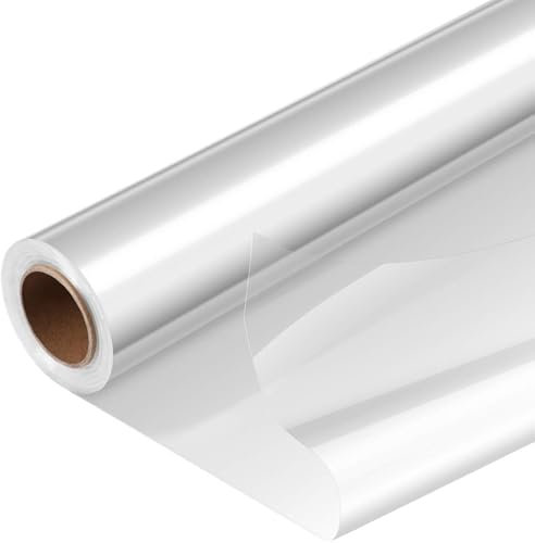 Fenglin-joy Rouleau de Cellophane Transparent, 80CMx 30M Papier Transparent Emballage 2.5Mil Papier Cellophane pour fleurs Bouquet Panier Cadeau Arts Craft