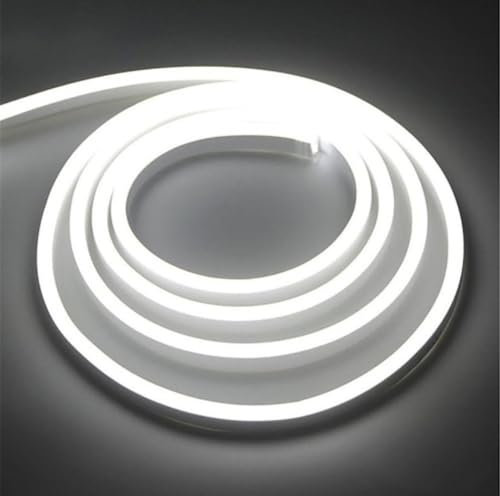 ONSSI® Bandes LED Néon 220V (Blanc Froid,7M),Cordon Lumineuse COB 12W/M,Chaque Coupe de 10 cm, Étanche Ip65 avec Prise Interrupteur et Autocollant,LED Néon pour Utilisation Intérieure et Extérieure