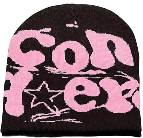 Damen Beanies Y2K Strickmütze Frauen Hüte MEA Culpa Beanie Wireless Winter Knit Men Hat, Schwarzrosa, Medium