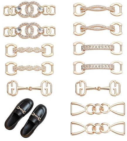 PH PandaHall 12 Stück Schnürsenkel Anhänger Dekorative Schuhketten 6 Stile Goldene Schuh Charms Kristall Schuhkette Zubehör Schuhschmuck Für Turnschuhe Damen Sandalen Freizeitschuhe