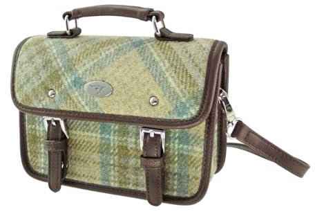 Glen Appin Harris Tweed Bervie Mini-Umhängetasche mit verstellbarem und abnehmbarem Schultergurt, Col 132 Beige Check, s