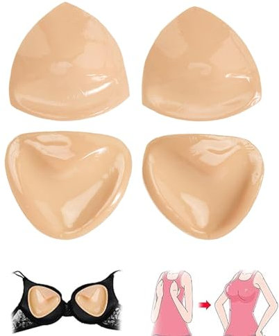 SSKHE Double Sided Sticky Bra Push Up,2 Pairs Women's Adhesive Bra,Bra Pads Inserts,Boost Cups,Bikini Pads for Women Girls(D) Yellow
