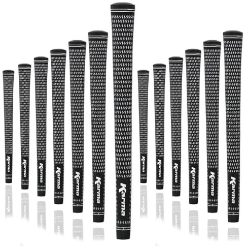 Karma Velours-Golfgriff-Set zum Nachreißen von Golfschläger, 13 schwarz/weiß, mittelgroß, Gummi, Samt, Ersatz-Golfgriffe für Herren