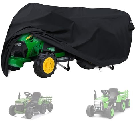 Cover for Kids Ride on Tractor with Trailer, Kids Electric Vehicles Cover 55 W × 22 D × 19 H, for Kids Ride on Tractor Outdoor or Indoor Waterproof, Sunproof and Dustproof Protection (Black)