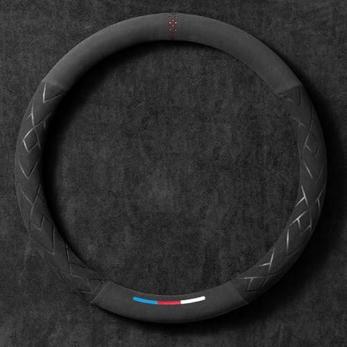 Lgtcjzfw Wildleder Auto Lenkradbezug für BMW 3 Series M3 E90 E91 E92 E93 F30 F31 F34 F35 F80 G20 G21, Elastisch Atmungsaktiv und geruchsneutral, universal für alle Jahreszeiten