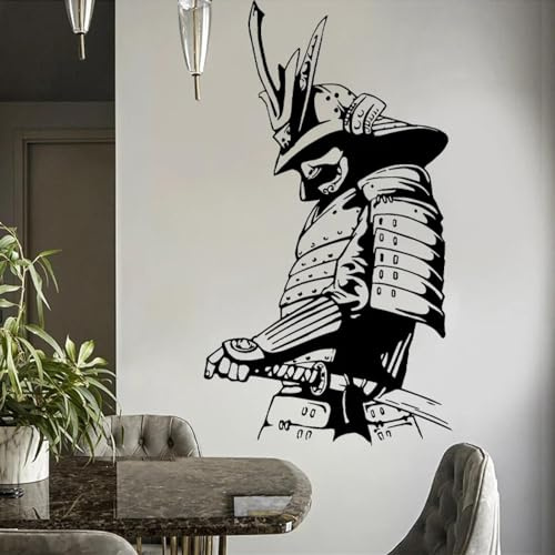YYZOVBNN Japanische Samurai asiatische Krieger Schwert Wandtattoo Kinderzimmer Spielzimmer Wohnzimmer Schlafzimmer Aufkleber abnehmbare Kunstwand Vinyl Home Decor，57x102cm