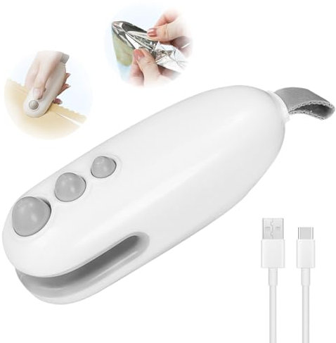 Mini Folienschweißgerät, 2 in 1 Versiegelungsgerät, Tüten Schweissgerät mit Cutter, Wiederaufladbarer Tragbarer Klein USB Heißsiegelgerät, Tütenverschweißer für Lebensmittellagerung