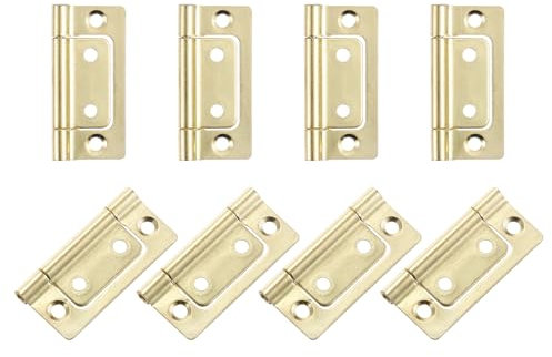 QUARKZMAN 8Stk 2x1 Tür Scharniere Ohne Einsteckschloss Kein Geräusch Falttür Scharniere Beschichtung für Schränke Möbel Fenster Garderoben Gold