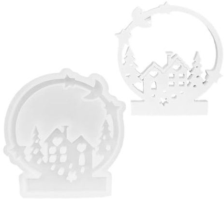 TocaFeank Teelicht-Kerzenhalter-Form, Kerzenhalter-Formen aus Silikon, Weihnachtsbaum und Haus Teelicht Kerzenhalter Harzform, Teelicht Kerzenhalter Silikonform für Zuhause Geburtstag