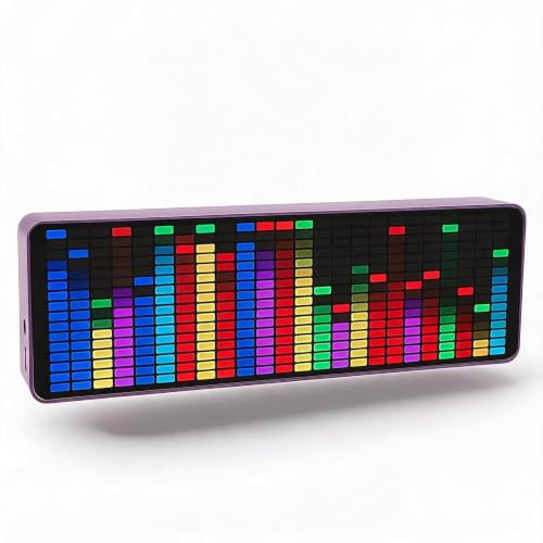 Dpofirs LED Musikspektrumanzeige, Spektrumanalysator, 384 RGB Bunt, 1624 Segment Rhythmus Lichtpegel, Sprachsensor Uhranzeige, 20 Dynamische 7 Farben Effektanzeige