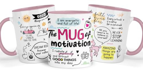 Shamsco Mug of Motivation | Ceramic Coffee & Tea Cup | Inspirational Gift for Positivity, Encouragement & Daily Motivation | Perfect for Birthdays, Office, or Home Use - (Pink)