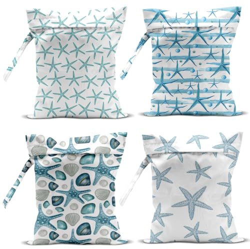 zcyxuuw Lot de 4 sacs humides, sacs étanches pour maillot de bain, sac de plage, sac humide pour piscine, plage, couches, nanobag, bateau de croisière, accessoires essentiels de voyage pour femme