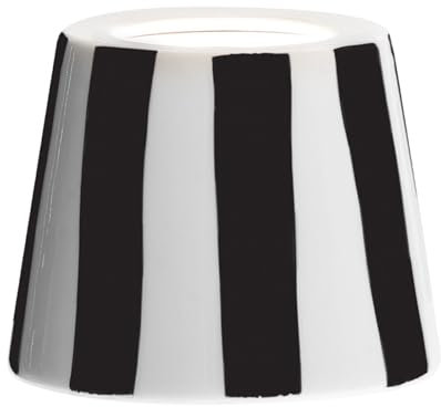 Zafferano, Cover Poldina, Pantalla de Cerámica Decorada a Mano, Compatible con las Lámparas Poldina, Made in Italy, Ø13 x 10 cm, Color Blanco - Rayas Negras