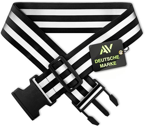 AVANA Reflektor Gürtel Reflektorgurt Reflektierender Sicherheitsgürtel Hohe Sichtbarkeit Reflektoren Gurt Reflexgurt Joggen Fahrradfahren Reflektorgürtel - Schwarz