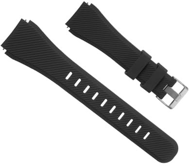 sourcing map Rubber Watch Band 20mm Width, Unique Design Replacement Waterproof Silicone Watch Strap for Smart Watch Men & Women, Black