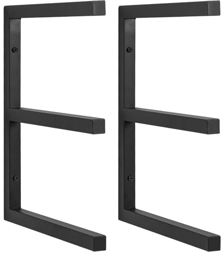 AKOZLIN 3-Level Wood Organizer and Lumber Storage Rack Wall Mount Utility Wood Pipes Rack Heavy Duty Metal Lumber Shelf Holds Up 345 LBS,Indoor & Outdoor Use - 2 Pack