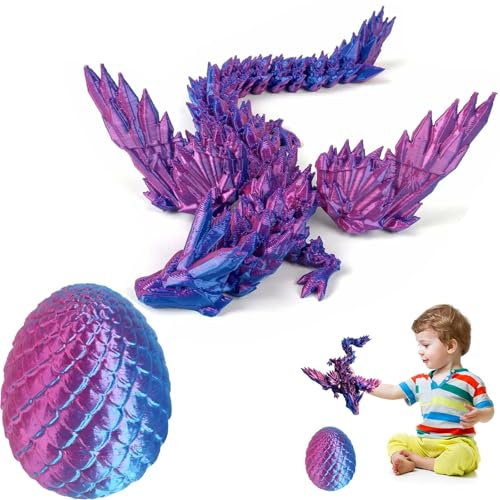3D Drache Im Ei,3D Drache Mr Beast Drachenei 3D-Gedruckter Drache Im Inneren Heimbüro Easter Dracheneier Wohnkultur Kinder Spielzeug Laser Purple Flying Dragon Egg Kombination