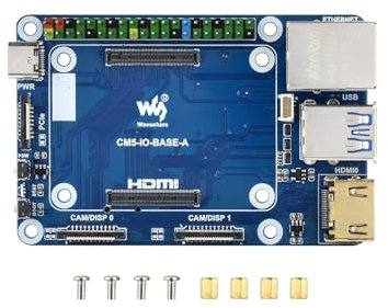 Mini placa base para Raspberry Pi CM5 Lite/eMMC, módulo de computación 5 mini placa IO con enchufe CM5/cabecera GPIO de 40 pines/RJ45 Gigabit Eth/16PIN PCIe/HDMI/USB 3.2/USB 2.0, etc.