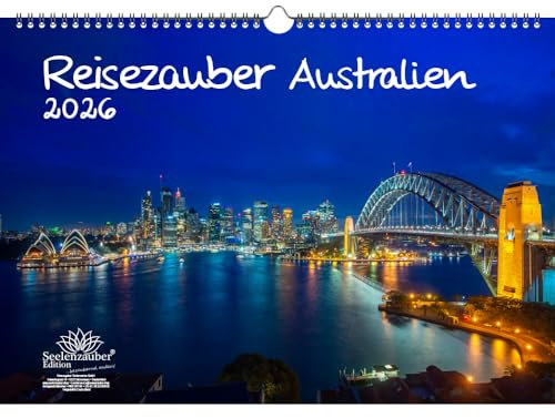 Reisezauber Australien DIN A3 Kalender für 2026 Urlaub Sydney Koala - Set-Inhalt: 1x Kalender 1x Weihnachtsanhänger 1x Grußanhänger (gesamt 3 Teile)