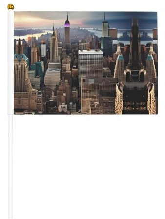 Mini-Flaggen-Set, Motiv: New York City City, 14 x 21 cm, handgehaltene kleine Miniaturflaggen für alle Jahreszeiten
