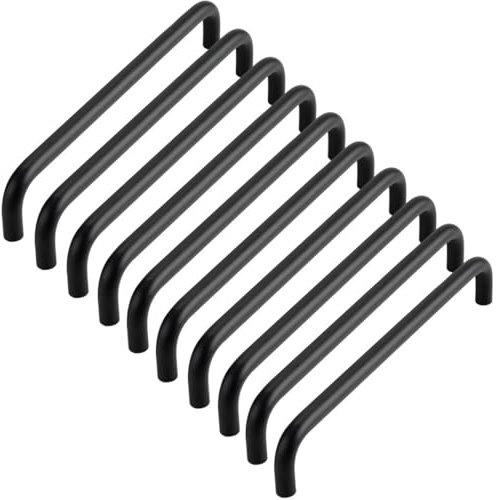 ZESLIV 10 Stück Möbelgriffe, Küchen Schrankgriffe aus Aluminium, Bohrlochabstand 128mm, Schwarze Stangengriffe Schubladengriff mit Schrauben für Kinderzimmer Kleiderschrank