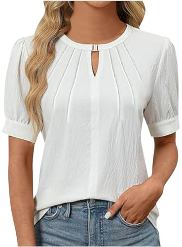 Donna Tops in Offerta Camicia Donna Elegante Firmata Fantasia Manica Corta Maglina Magliette Azzurre Maglietta Rosa Maniche Corte 50 Anni T Shirts Bianca per Lavoro Pacchi Maglia Bambina Fucsia 3