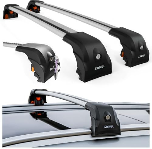 CHROMEMASTER Dachgepäckträger Relingträger Dachträger Kompatibel mit SEAT Leon Kombi 2013-2020 ; Dient der Montage von Dachboxen, Fahrradträger, Leiter | Dachgepäckträger Für Urlaub, Reisen Und Alltag