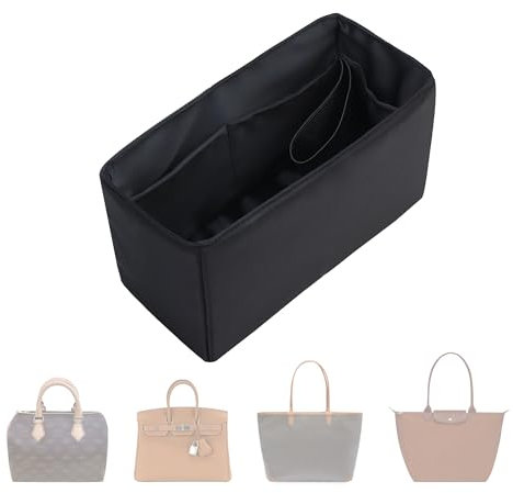 ArcDiary Taschenorganizer.HandtaschenOrganizer.MultiTaschenDesign,faltbar,handgefertigt aus Nylon und Satin,seidig und glatt,kann für viele Taschen verwendet werden(mini-Black)