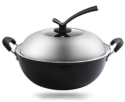 GAOAZHEN Pentola in ghisa per Uso Domestico Vecchio Stile, pentola Tutto in Uno, pentola Antiaderente Sana e sicura, fornello a Gas, fornello a induzione, pentola da Cucina, C, 38 cm