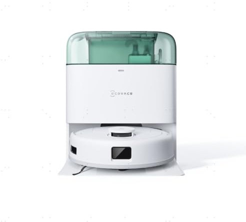 ECOVACS DEEBOT MINI Robot Aspirapolvere Lavapavimenti, 9000Pa, ZeroTangle 2.0, TrueMapping 2.0, Asciugatura ad Aria Calda 45°C, Svuotamento Automatico, Lavaggio Profondo Intelligente, Verde