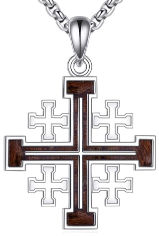 DAYLINLOVE Jerusalem Kreuz Halskette 925 Sterling Silber Kreuzan Hängerkette Christlicher Schmuck für Männer und Frauen