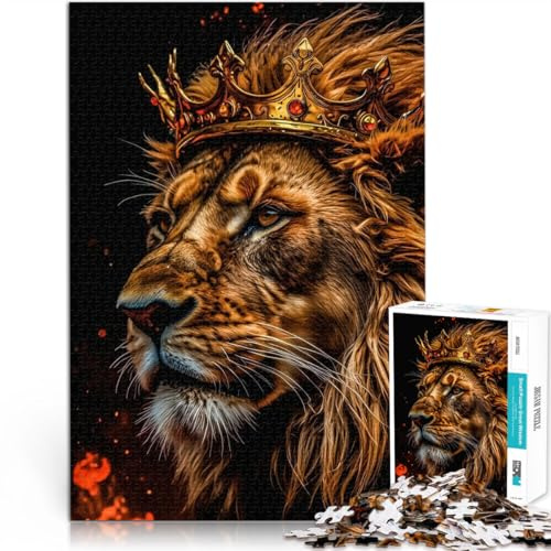 Puzzle für Erwachsene, 1000 Teile “Majestätischer König der Löwen” Aus Holz，für Kinder ab 14 Jahren Heimdekorationsspielzeug ganze Familie eignet。