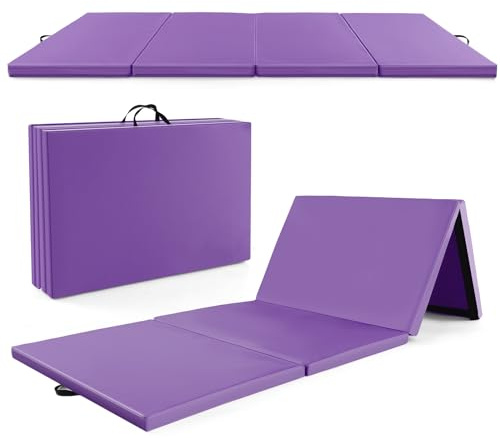 GOPLUS Turnmatte klappbar, 300×117×5cm Weichbodenmatte mit 2 Tragegriffen & Klettverschlüssen, Gymnastikmatte für Gymnastik, Yoga & Spielen, Sportmatte Fitnessmatte für zuhause