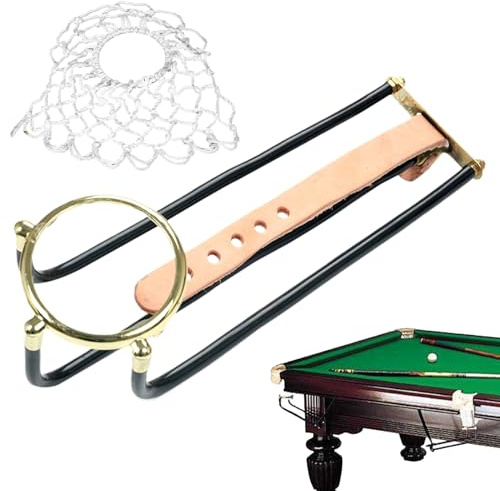 Pool Table Pocket Rail - 6-Piece Standard Net Bags & Drop Rail Set | Heavy-Duty Brass Finish Track with Webbed Pockets for Billiards, Adults and Professionals